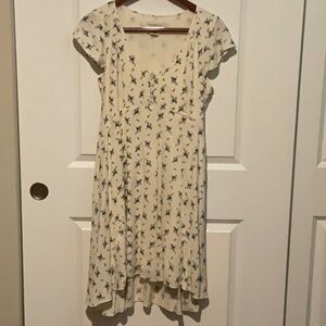 Denim & Supply Ralph Lauren Cream and Blue Flutter Sleeve Sundress